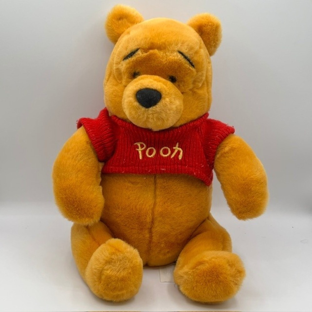 Disney Winnie the Pooh Plush Stuffed Animal Red Knit Sweater 12 Inch Bear